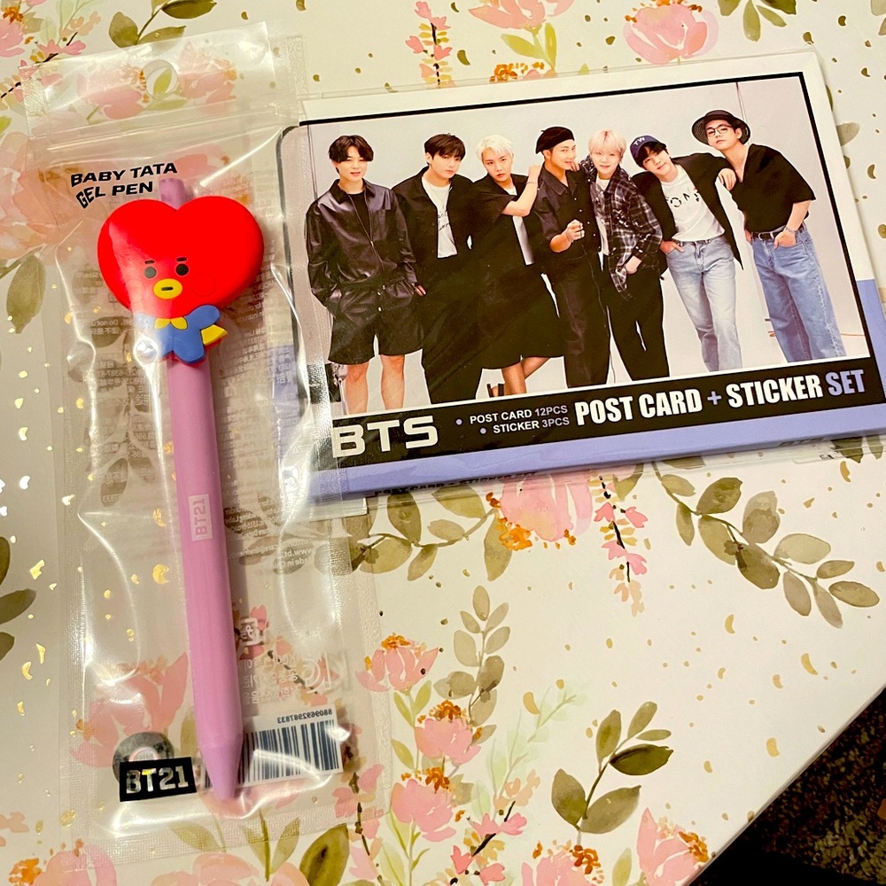 BTS Postcards + Tata Gel Pen